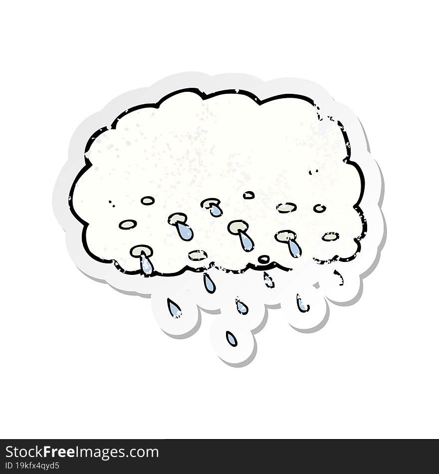 retro distressed sticker of a cartoon rain cloud