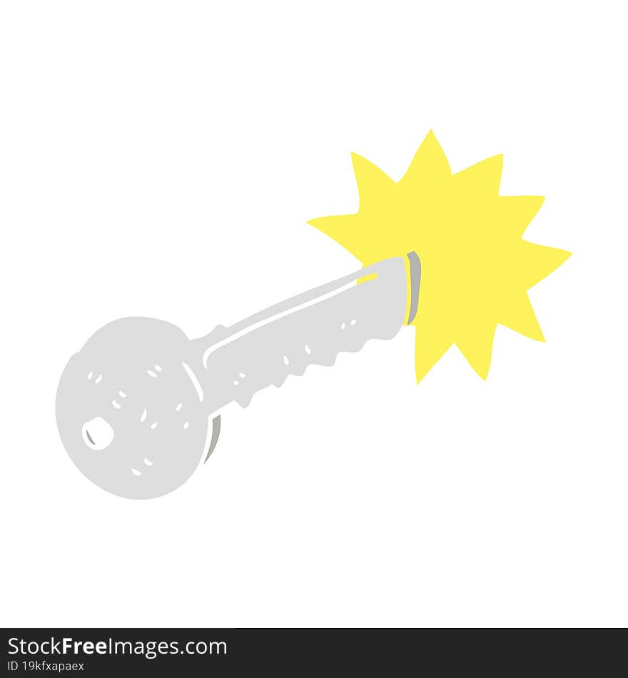 flat color illustration of door key. flat color illustration of door key