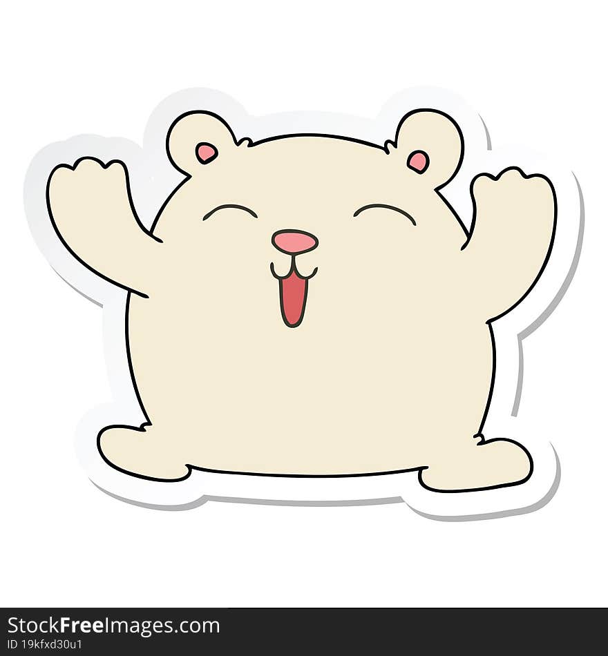 Sticker Of A Quirky Hand Drawn Cartoon Funny Polar Bear