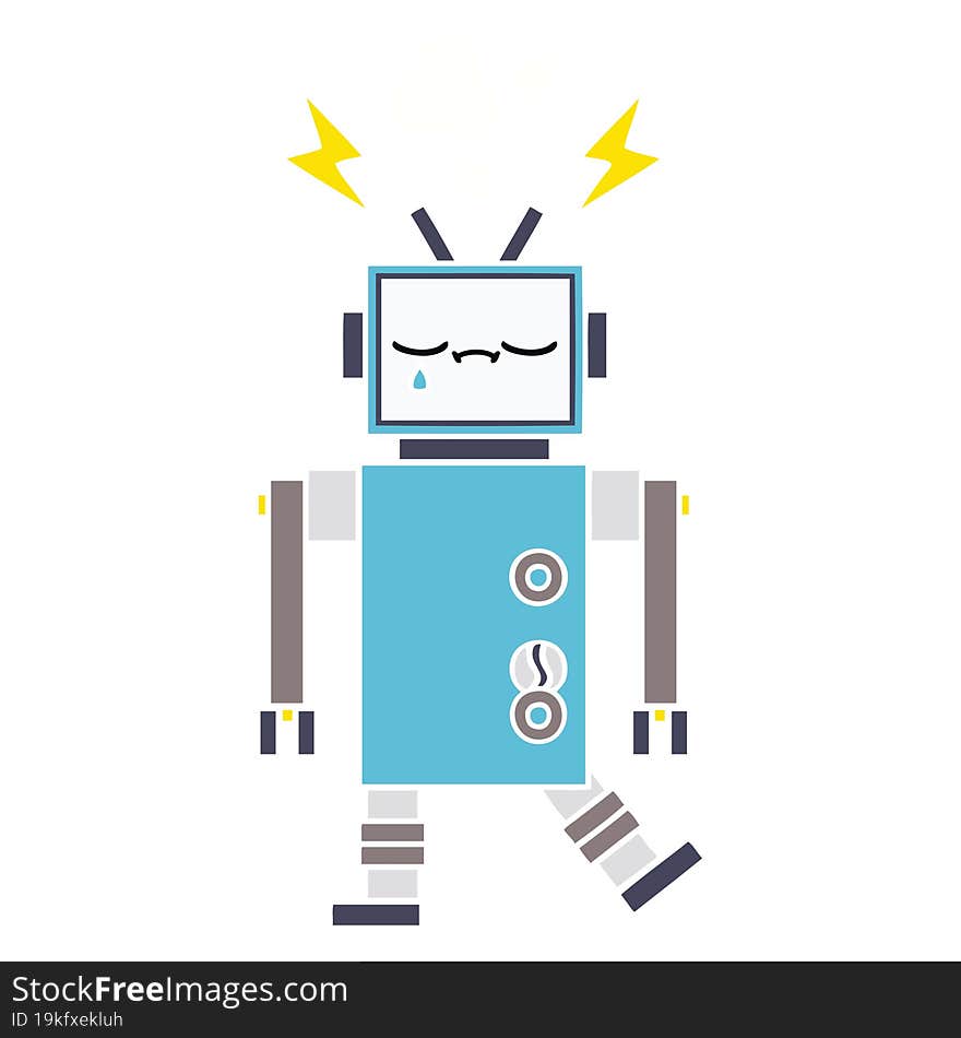 Flat Color Retro Cartoon Robot