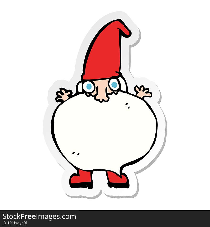 sticker of a cartoon tiny santa