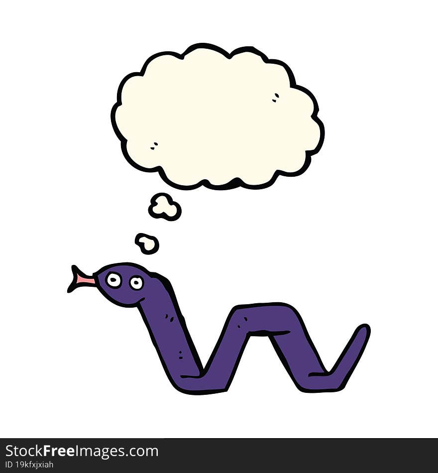 funny cartoon snake with thought bubble