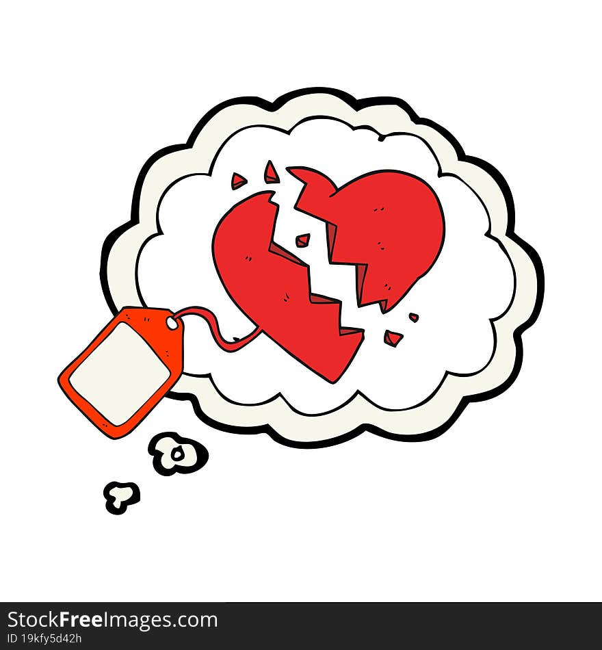 Thought Bubble Cartoon Luggage Tag On Broken Heart