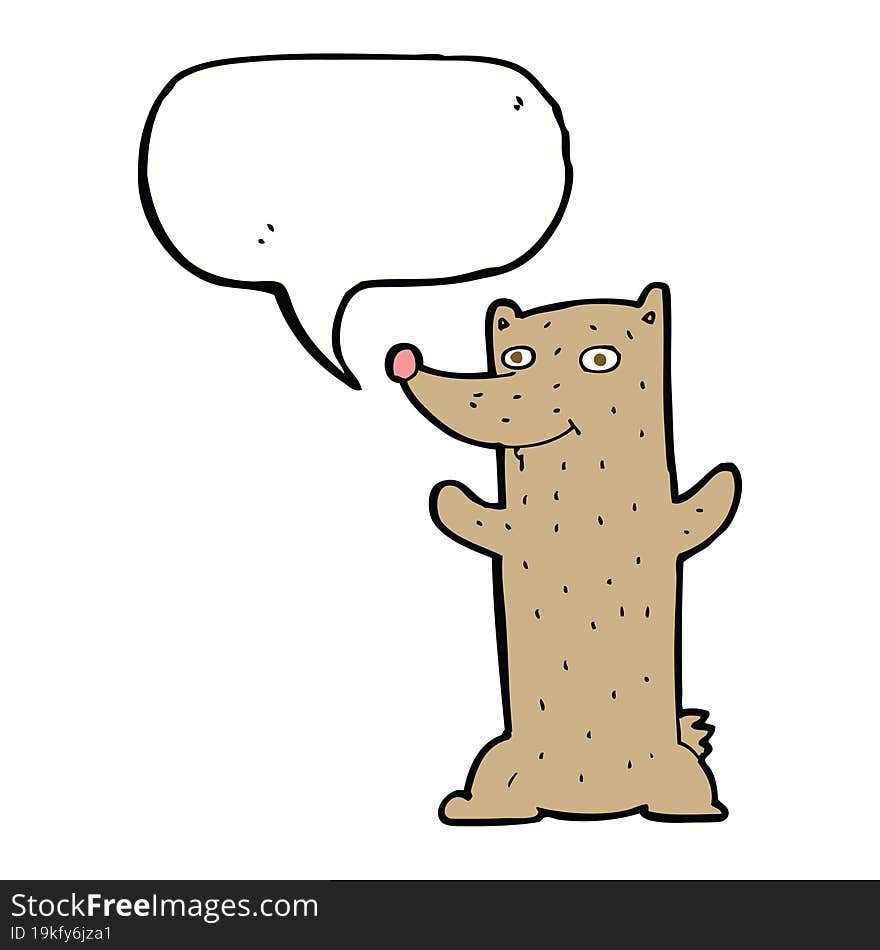 Funny Cartoon Bear With Speech Bubble