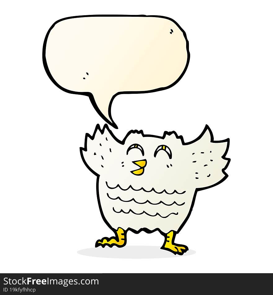 Cartoon Black Bird With Speech Bubble