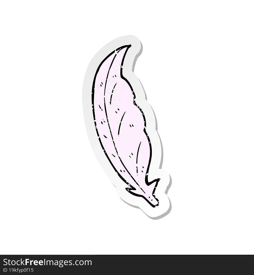 retro distressed sticker of a cartoon feather