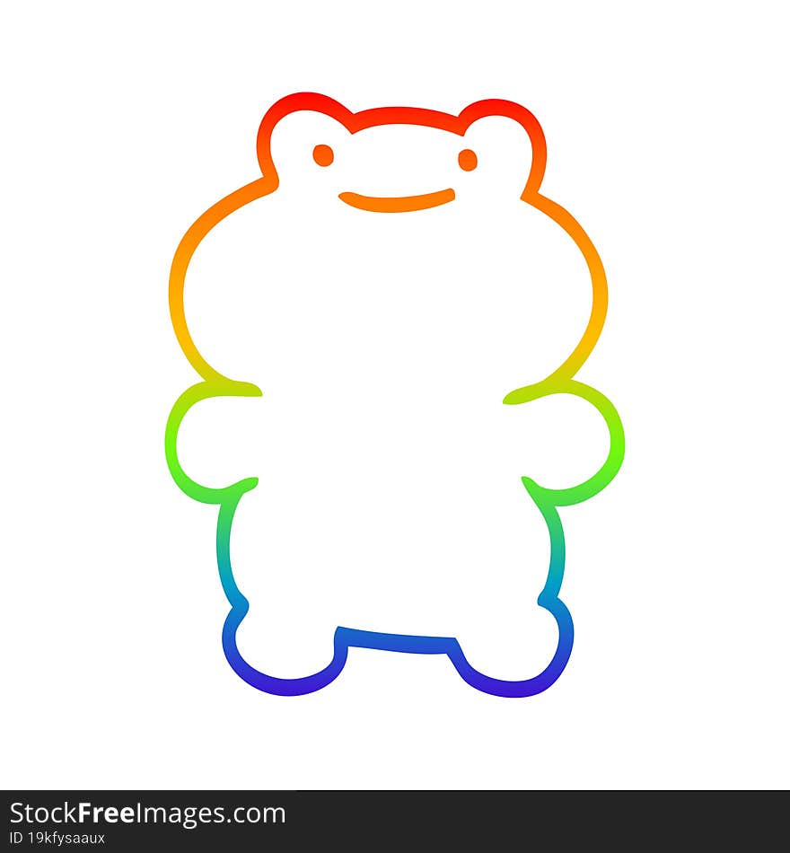 rainbow gradient line drawing of a cartoon frog