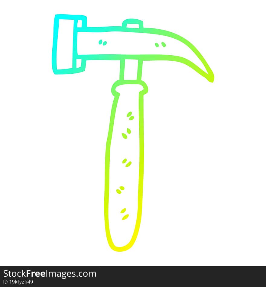 Cold Gradient Line Drawing Cartoon Hammer