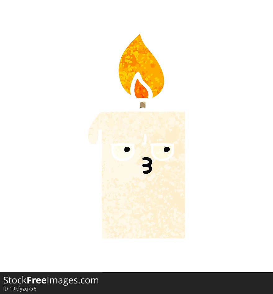 retro illustration style cartoon lit candle