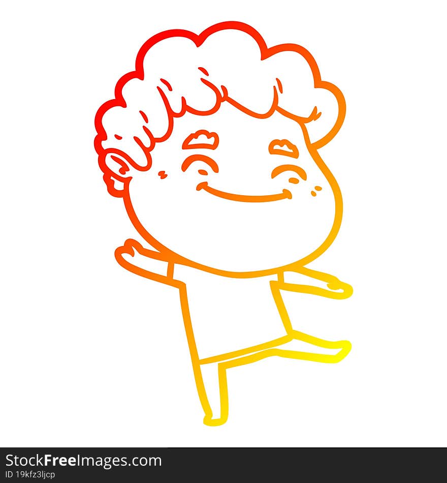 warm gradient line drawing cartoon friendly man