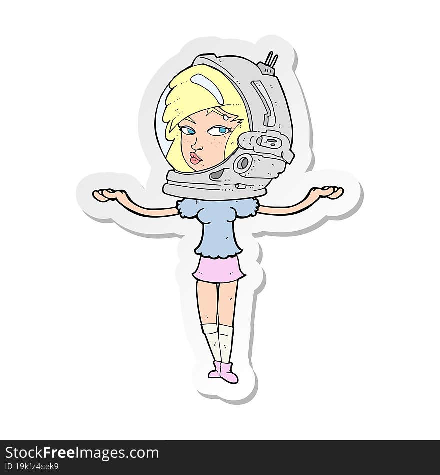 Sticker Of A Cartoon Woman Wearing Space Helmet