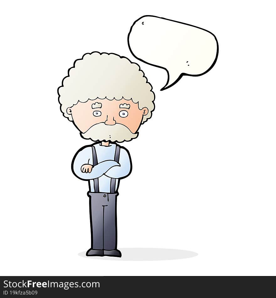 cartoon old man  with speech bubble