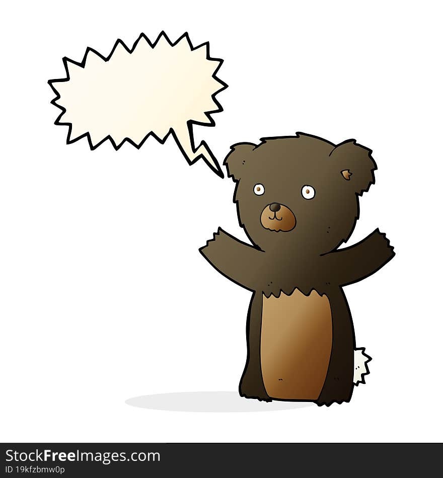 Cute Cartoon Black Bear With Speech Bubble