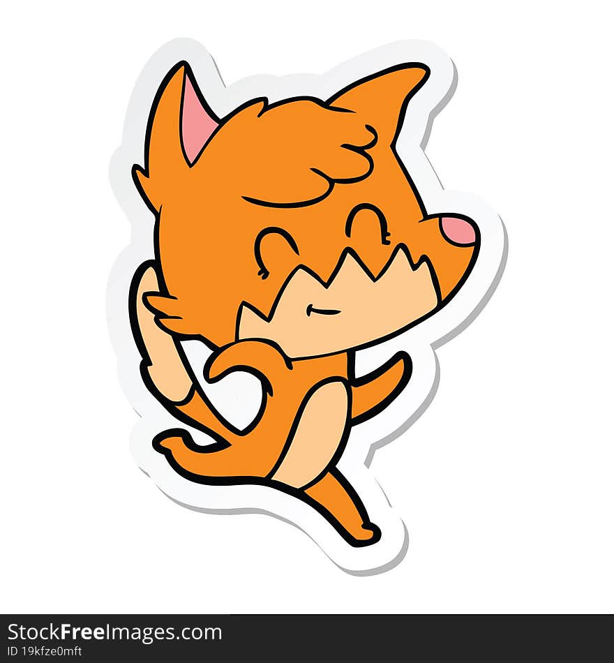 Sticker Of A Cartoon Friendly Fox