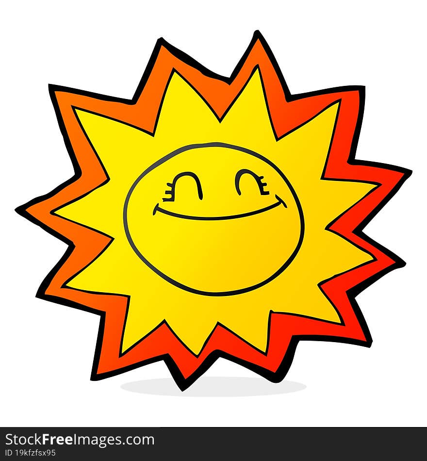 happy freehand drawn cartoon sun. happy freehand drawn cartoon sun