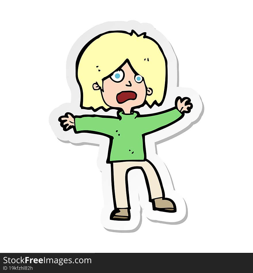 sticker of a cartoon unhappy person