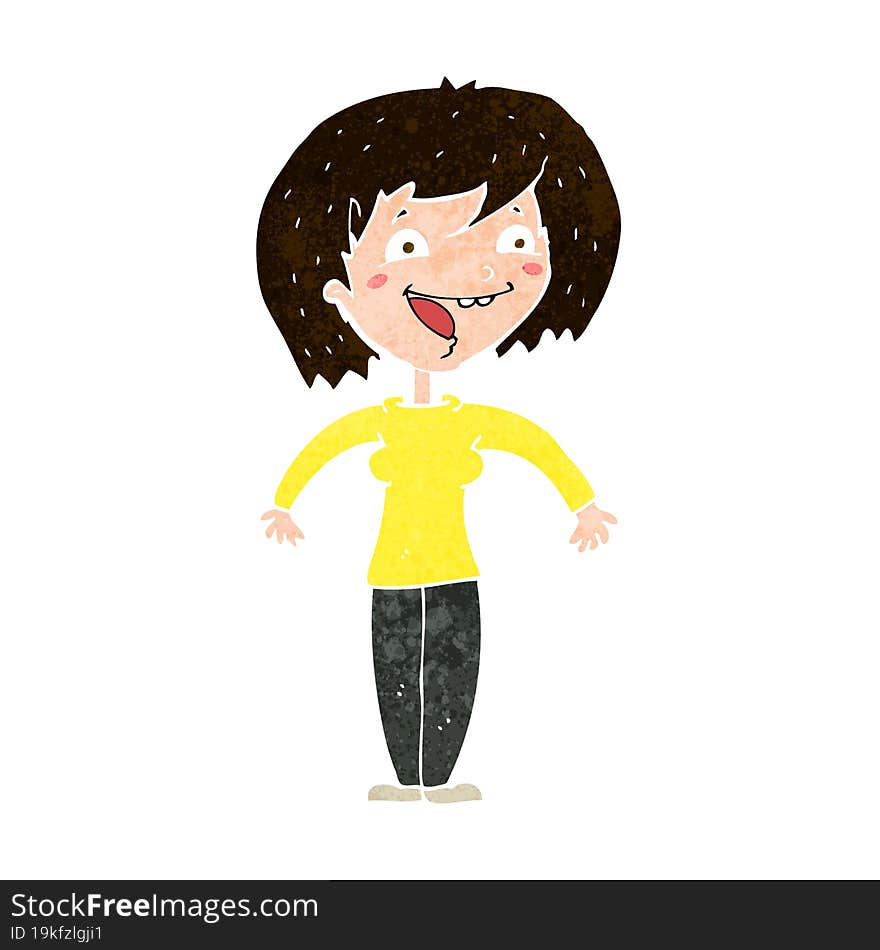 cartoon excited woman