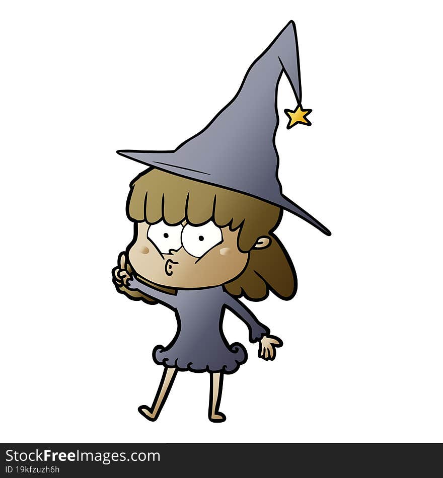 cartoon whistling witch girl. cartoon whistling witch girl