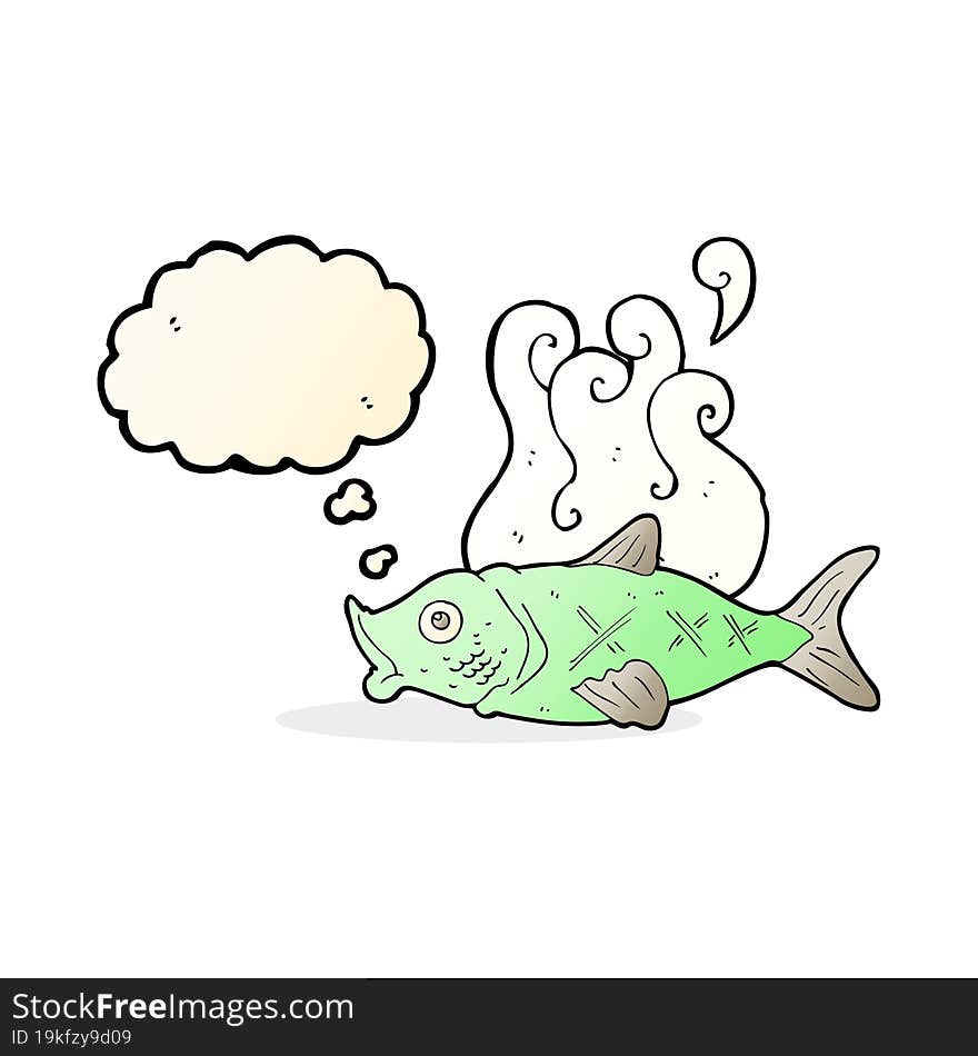 cartoon smelly fish with thought bubble