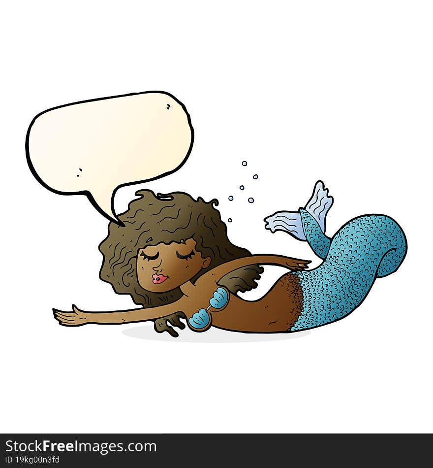 cartoon mermaid with speech bubble