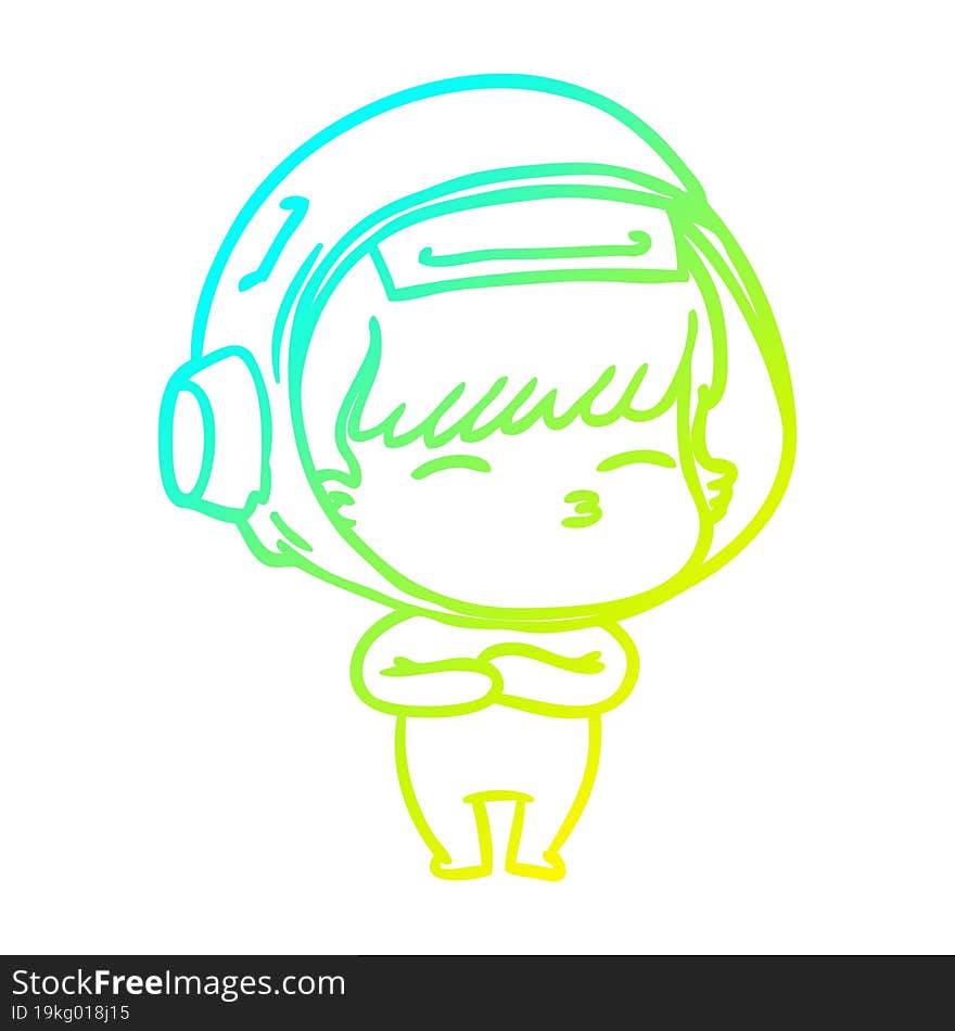 cold gradient line drawing cartoon curious astronaut