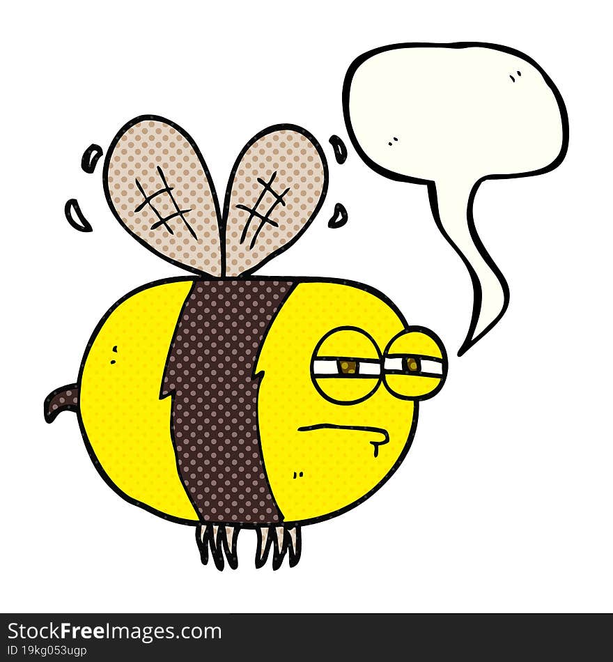 Comic Book Speech Bubble Cartoon Unhappy Bee