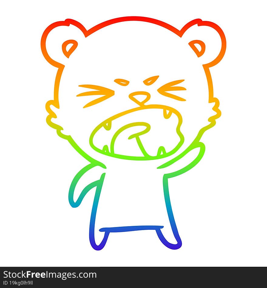 rainbow gradient line drawing angry cartoon polar bear