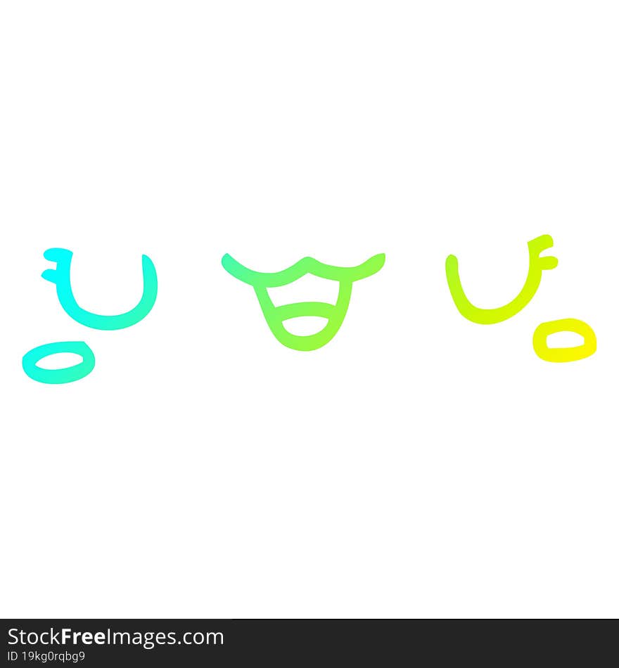 Cold Gradient Line Drawing Cute Cartoon Face