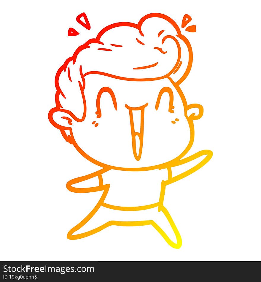 warm gradient line drawing cartoon excited man