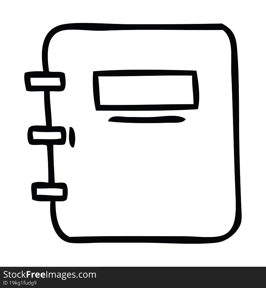 line drawing cartoon of a note book