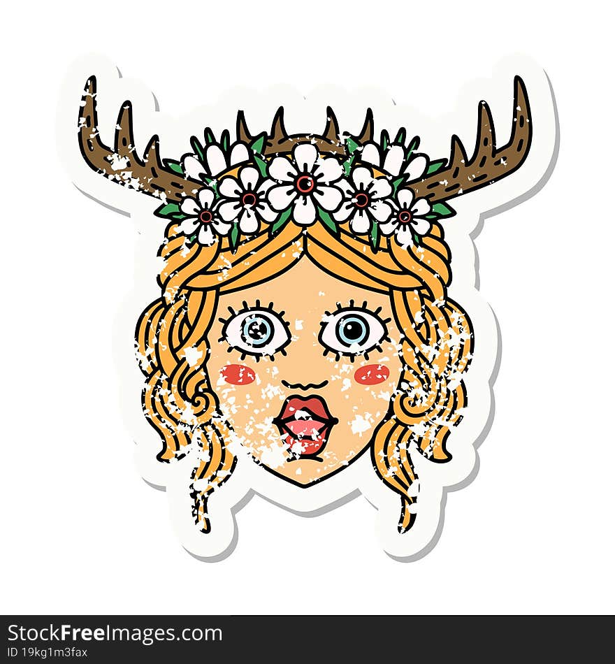 human druid character face grunge sticker