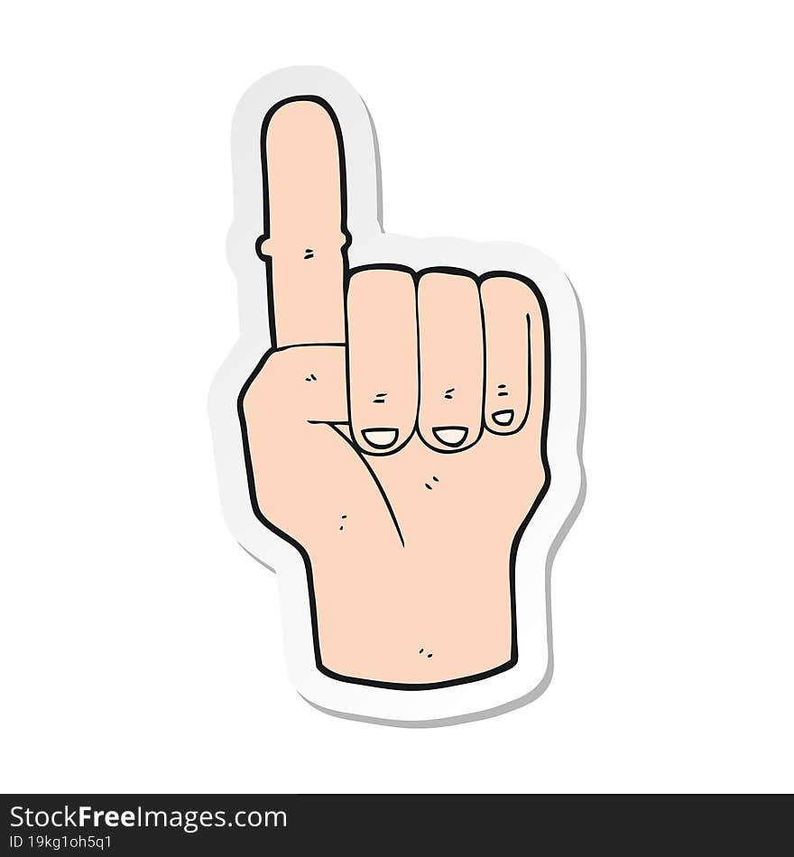 sticker of a cartoon pointing finger