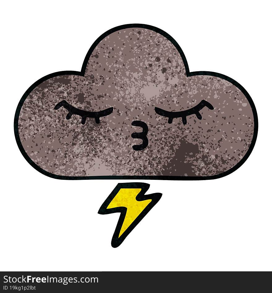 retro grunge texture cartoon of a storm cloud