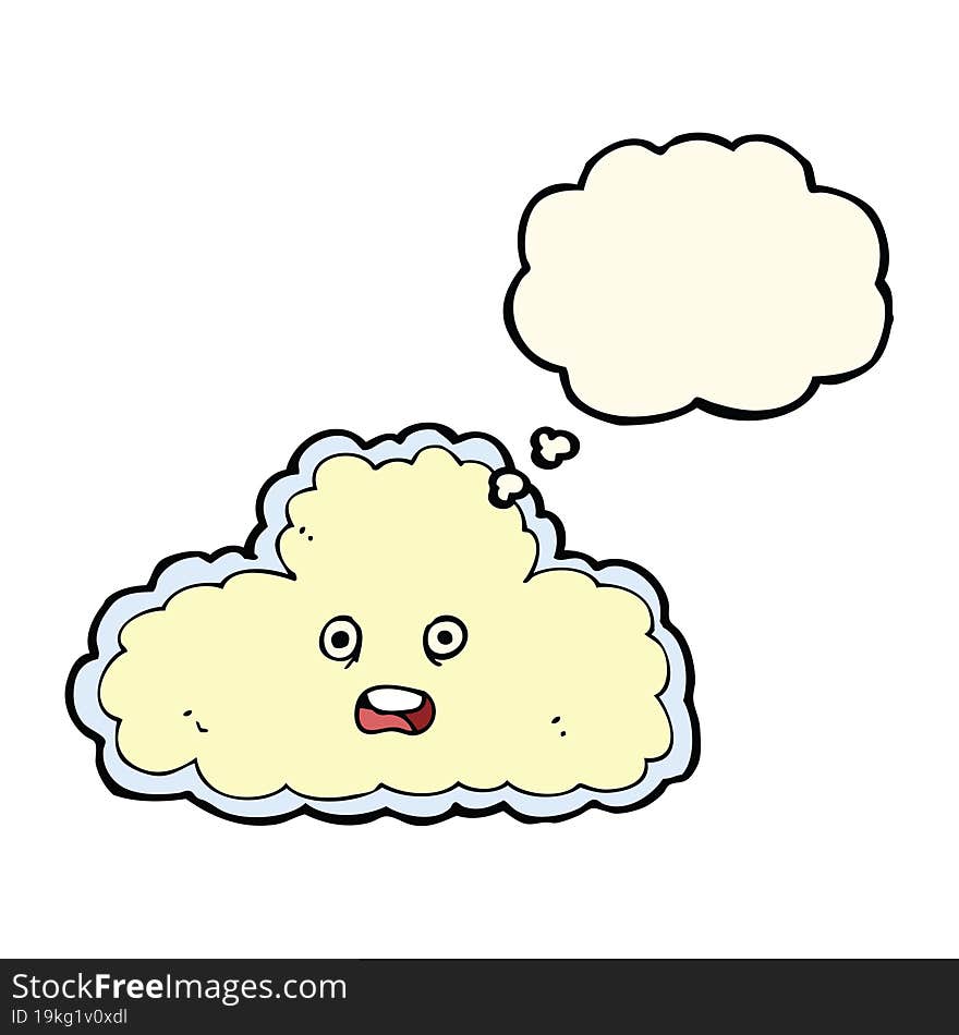 cartoon cloud symbol with thought bubble