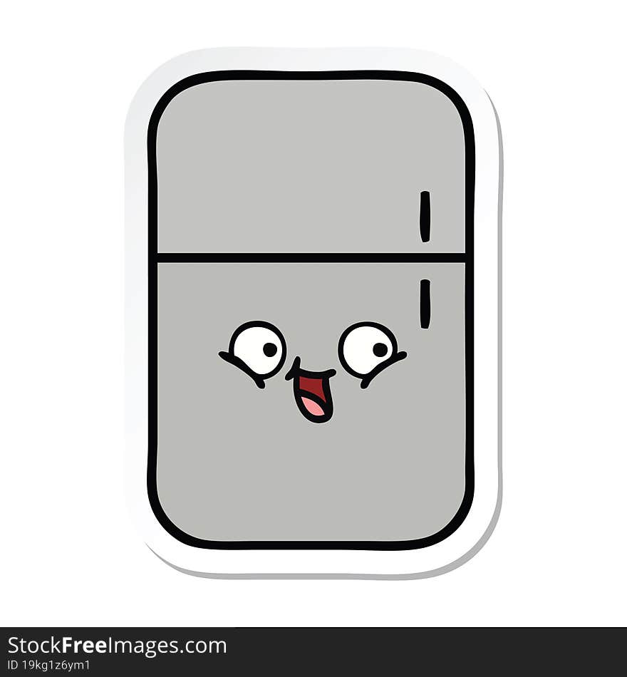 sticker of a cute cartoon fridge freezer