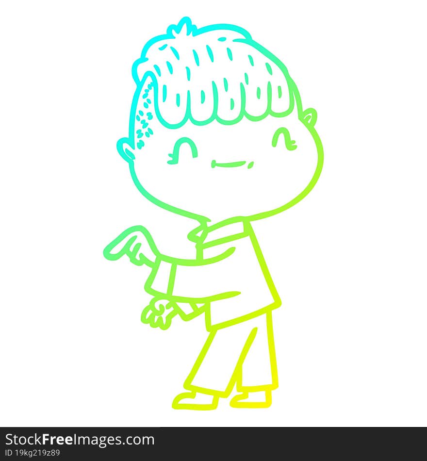 cold gradient line drawing cartoon friendly boy