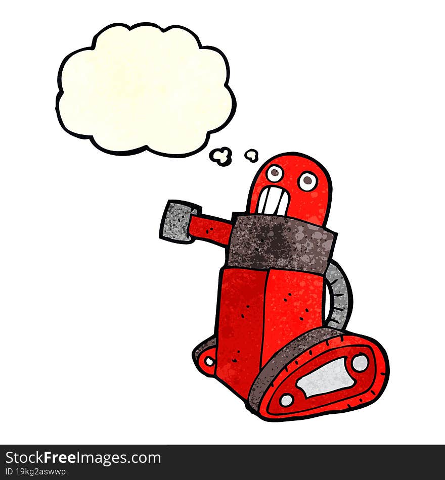 Cartoon Tank Robot With Thought Bubble