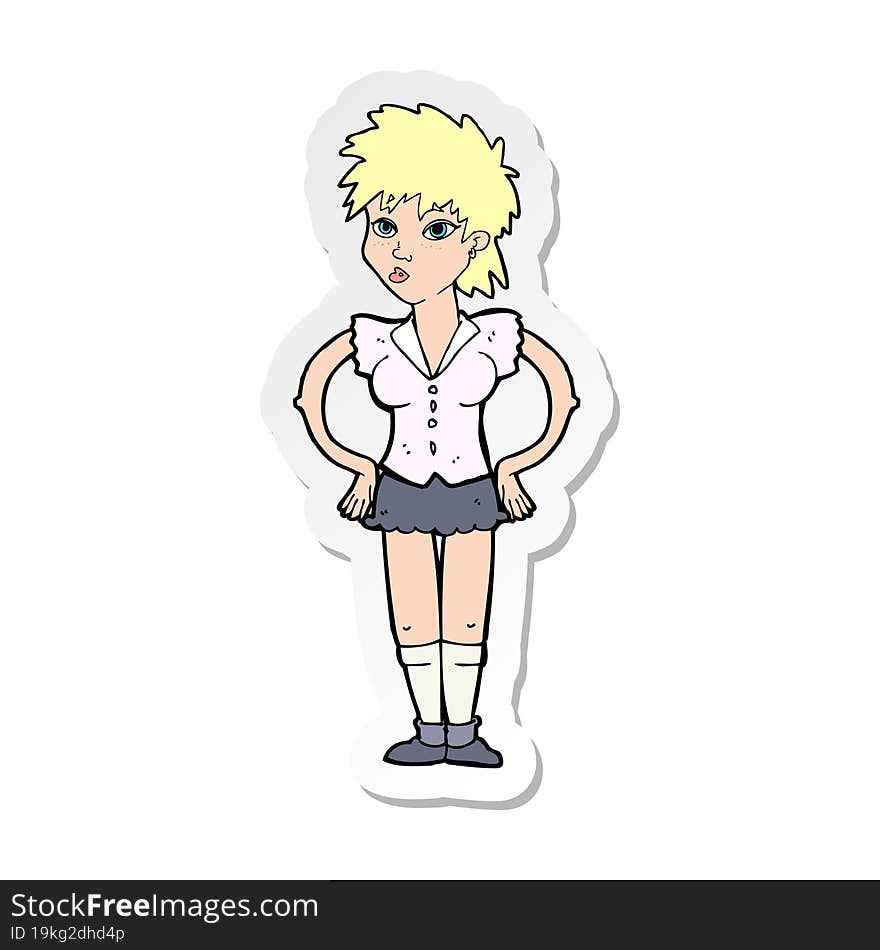 Sticker Of A Cartoon Woman With Hands On Hips