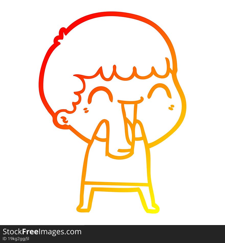 Warm Gradient Line Drawing Cartoon Happy Man