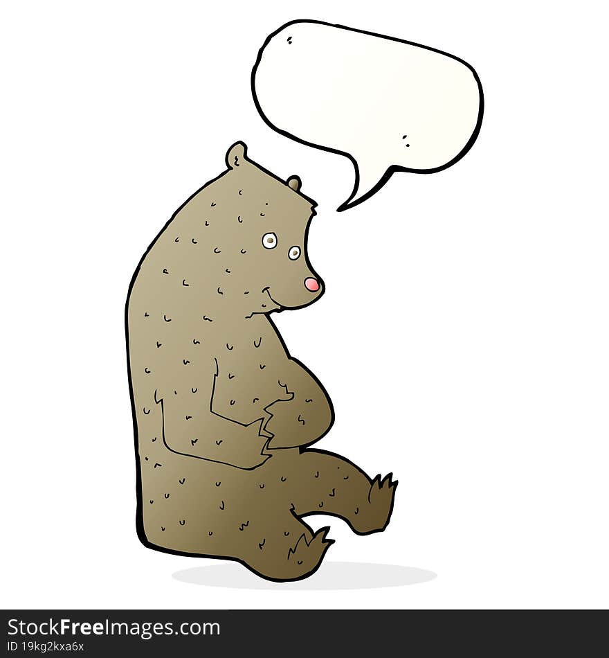 cartoon happy bear with speech bubble