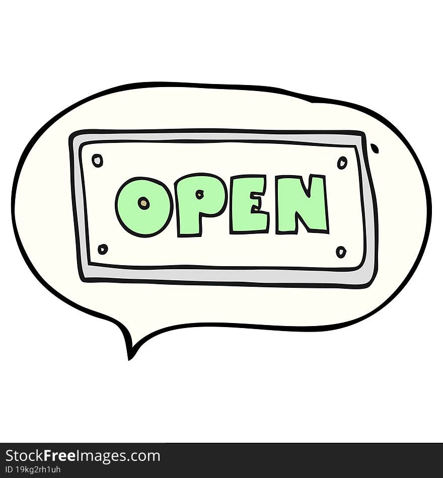 Speech Bubble Cartoon Open Sign