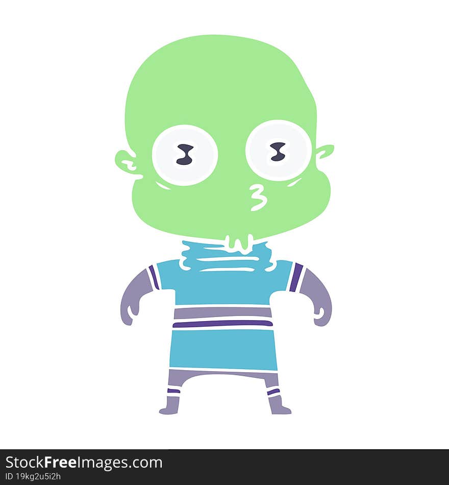 flat color style cartoon weird bald spaceman