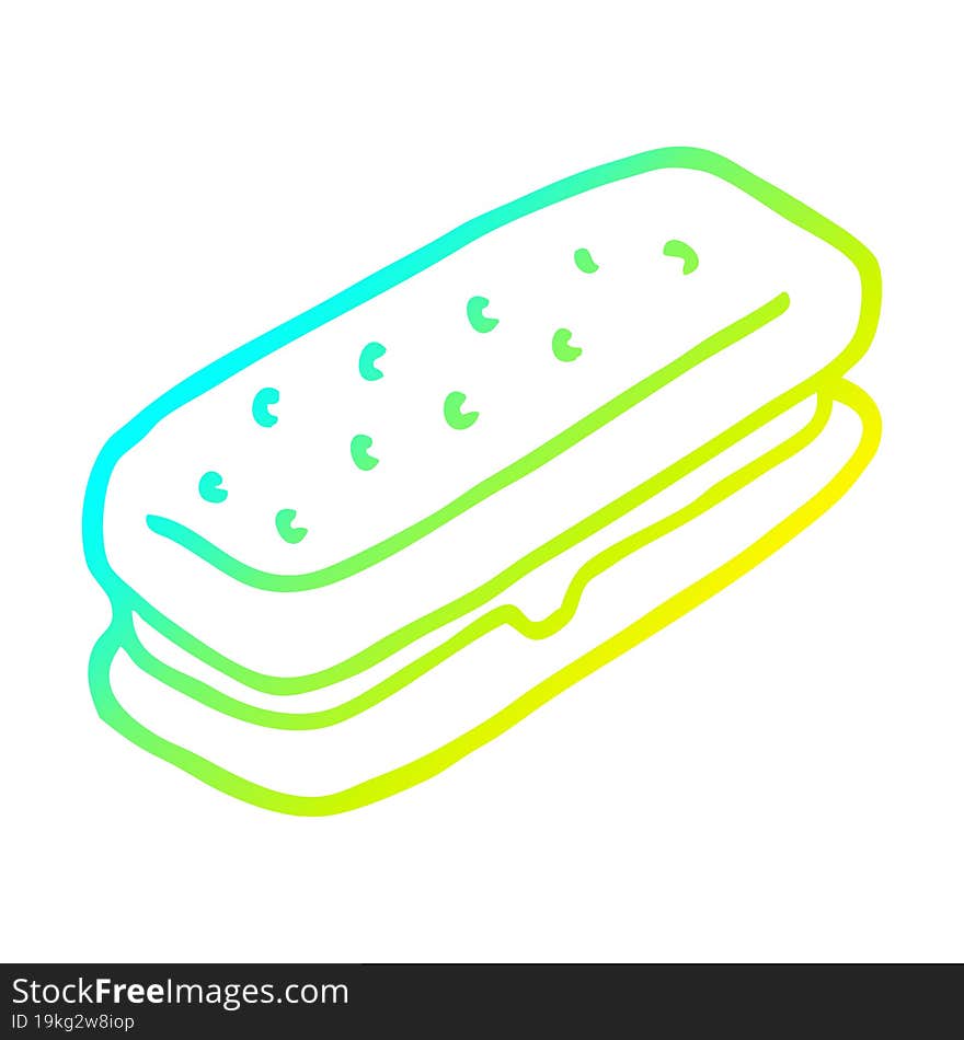 cold gradient line drawing cartoon chocolate biscuit