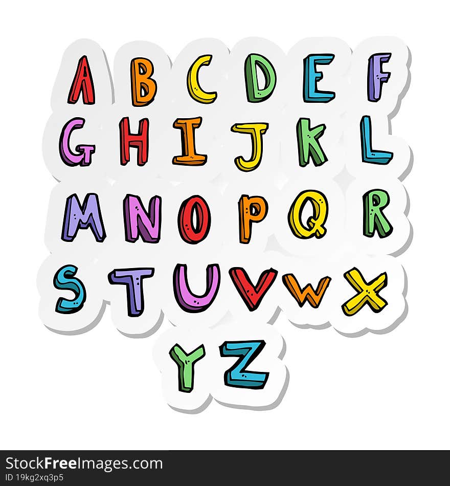 sticker of a cartoon alphabet