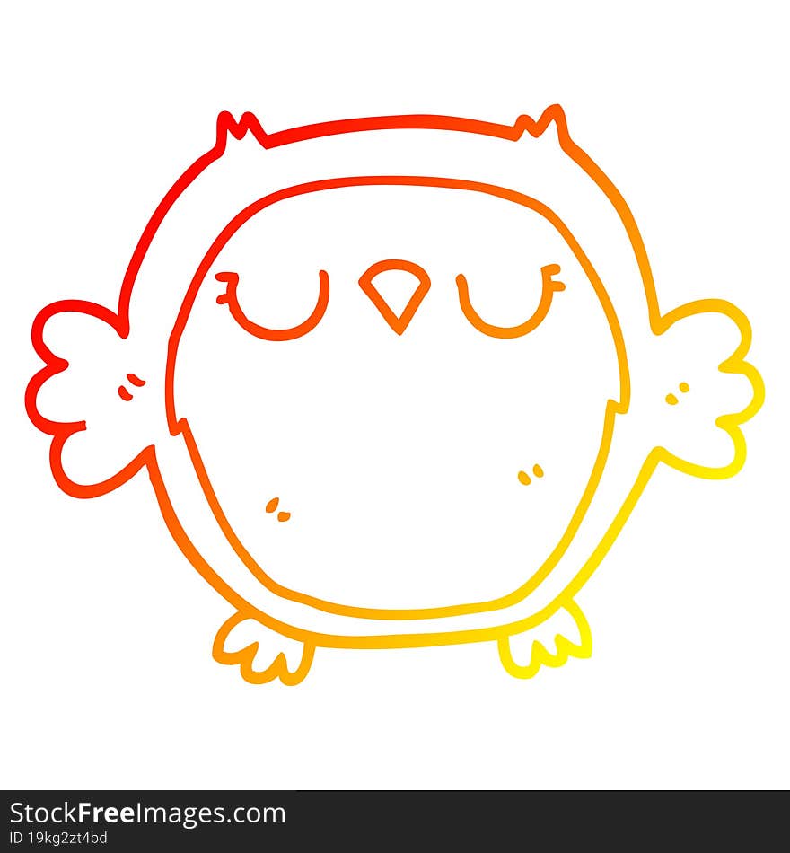 warm gradient line drawing cartoon owl