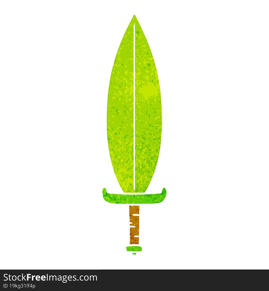 retro cartoon doodle of a magic leaf knife