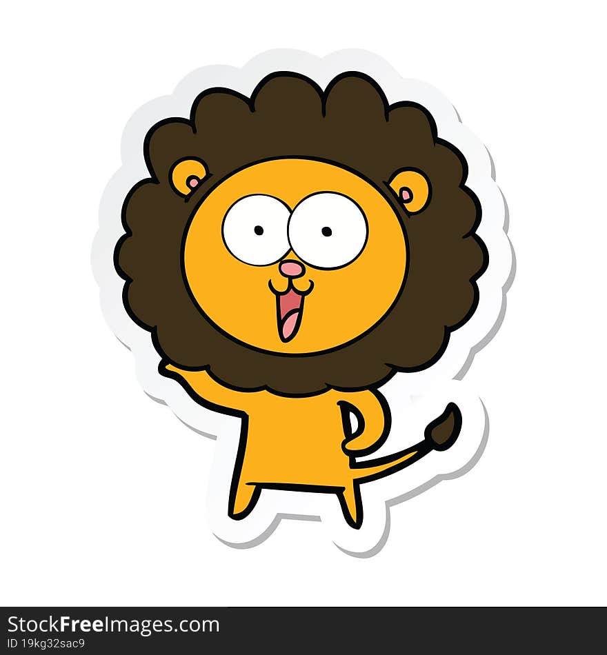 sticker of a happy cartoon lion