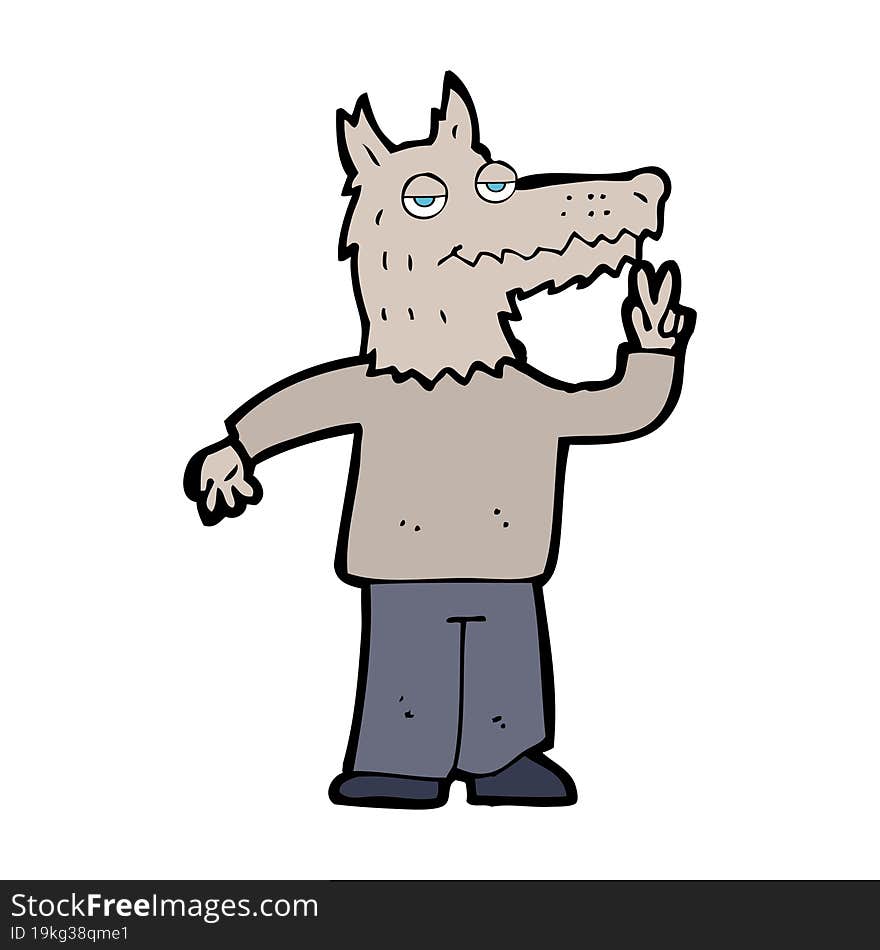 cartoon happy wolf man