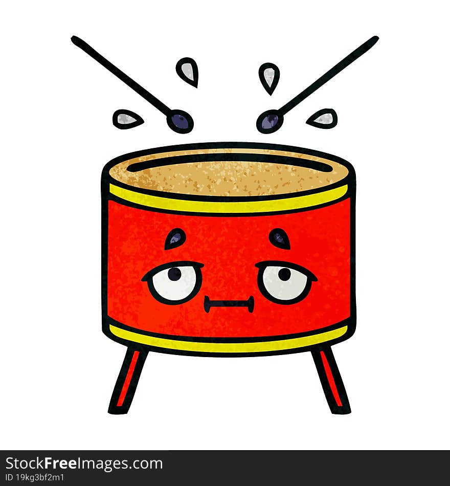 retro grunge texture cartoon of a drum