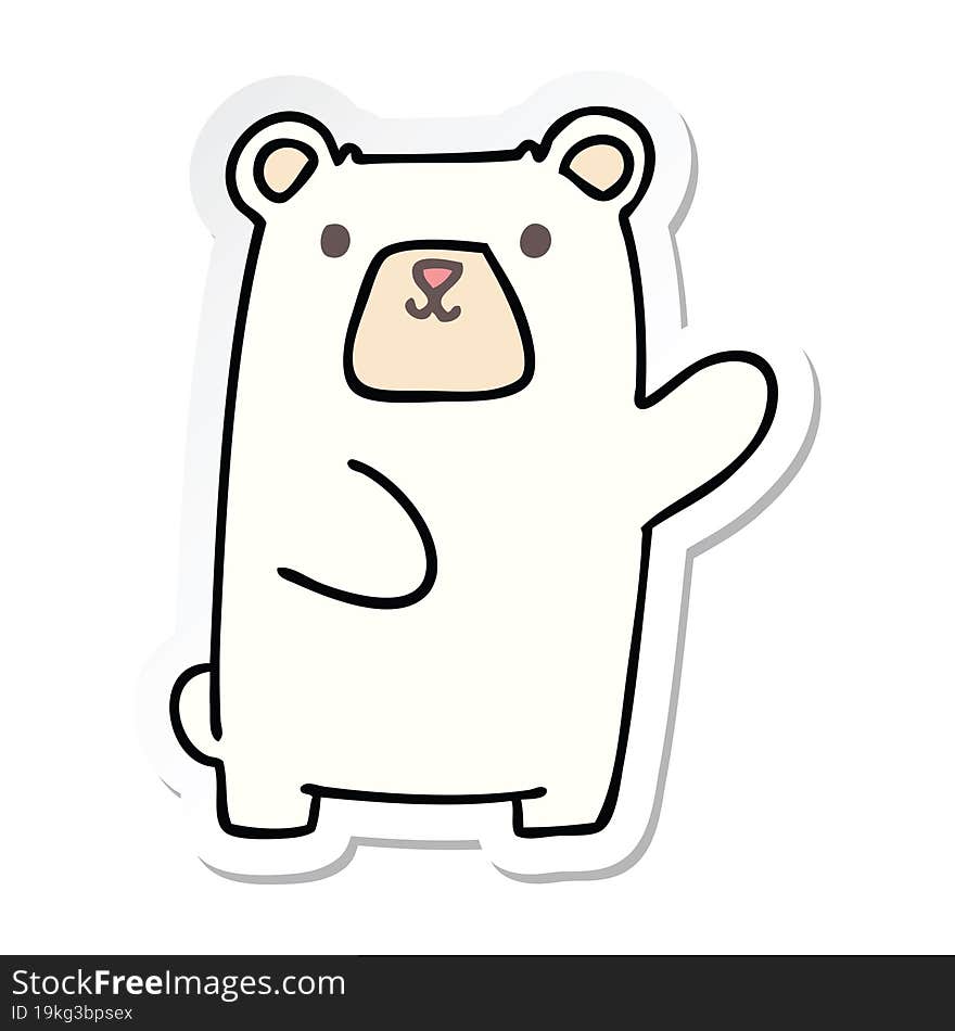 sticker of a quirky hand drawn cartoon polar bear